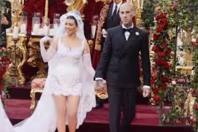 Kourtney Kardashian's four wedding looks: from Las Vegas Versace to Portofino veil
